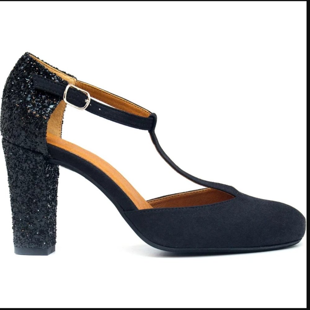 HOLIDAY SPARKLES! VEGAN Sustainable NAE SHOES Carena Black Glitter 38